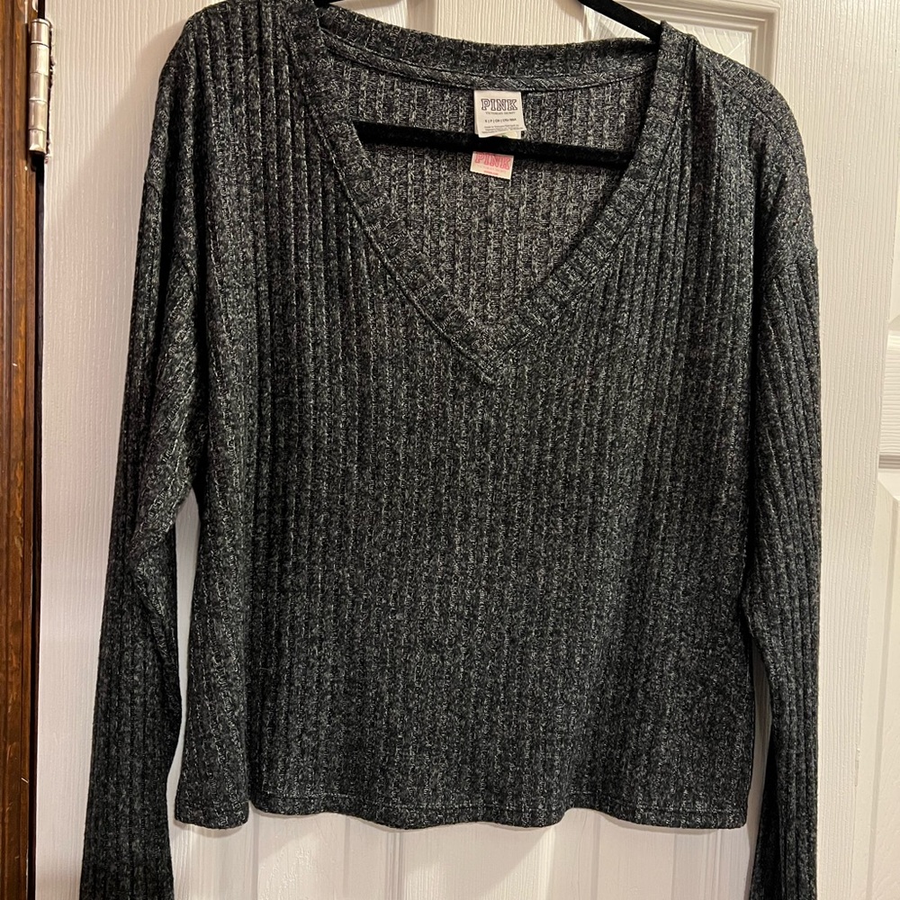 PINK Heather Black Sweater